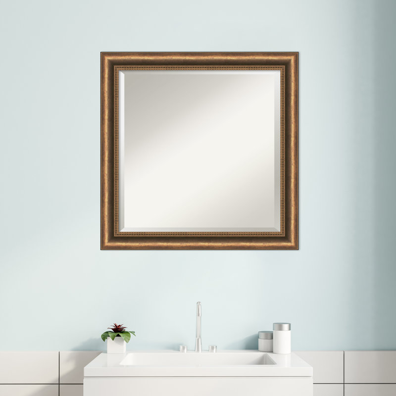 Ezzell Wood Flat Wall Mirror, 23.88" H x 23.88" W