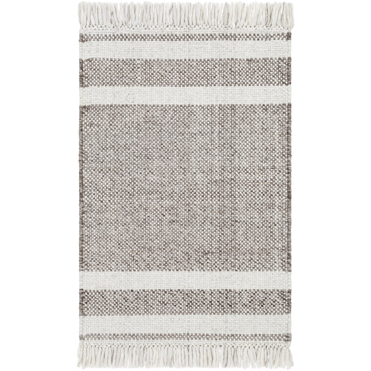 Bretson Striped Handmade Flatweave Recycled P.E.T. Area Rug in Taupe/Beige