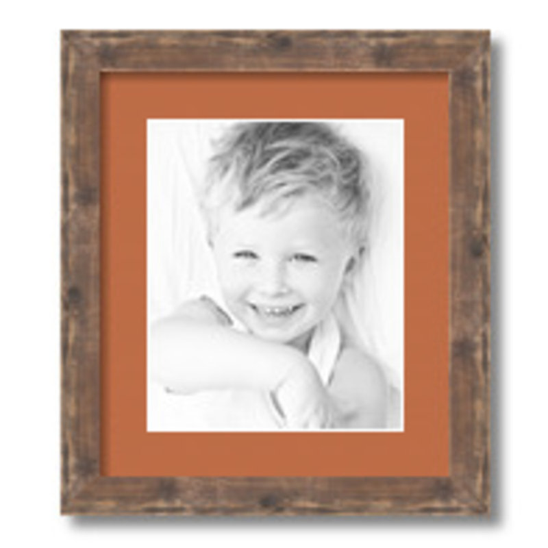 Wood Matte Picture Frame with Mat, Red Orange