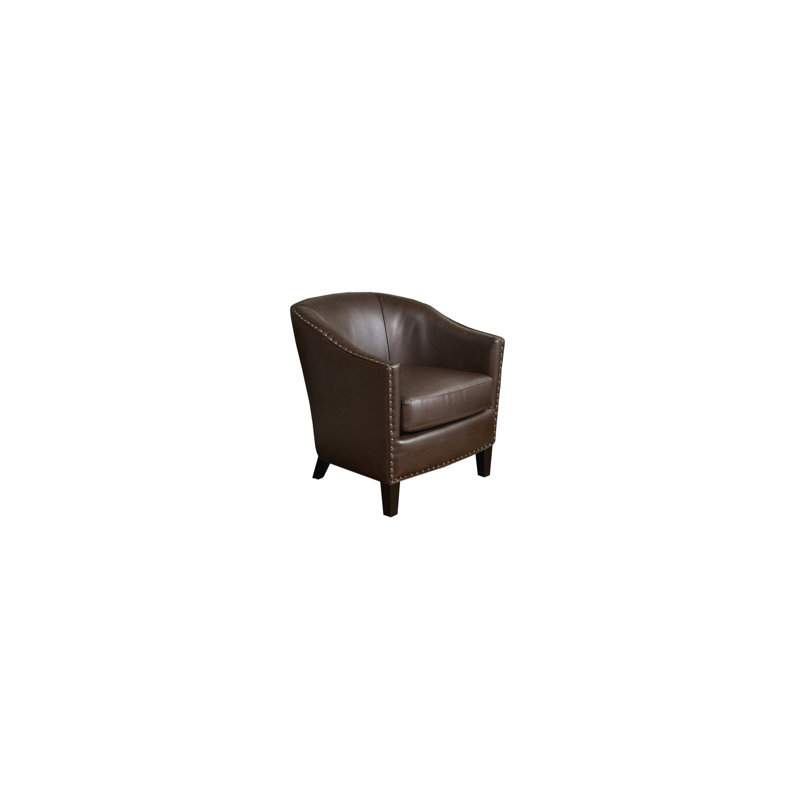 Fauteuil club en cuir reconstitué clouté brun l 29,25 po x P 31,75 po x H 29,75 po Christopher Knight Home