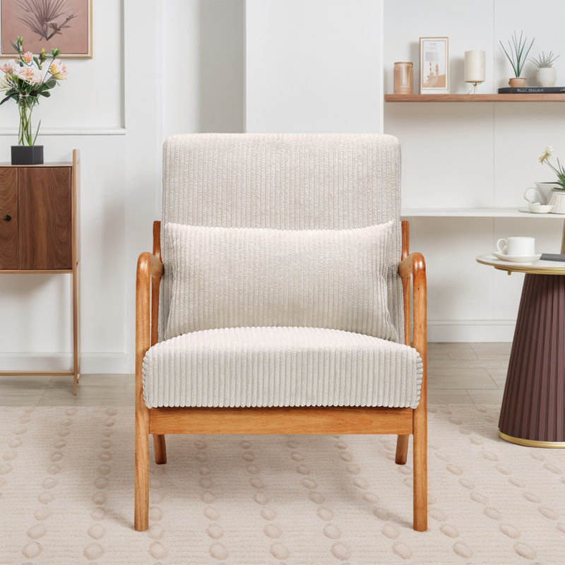 Fauteuil d'appoint Corduroy, Velours côtelé beige