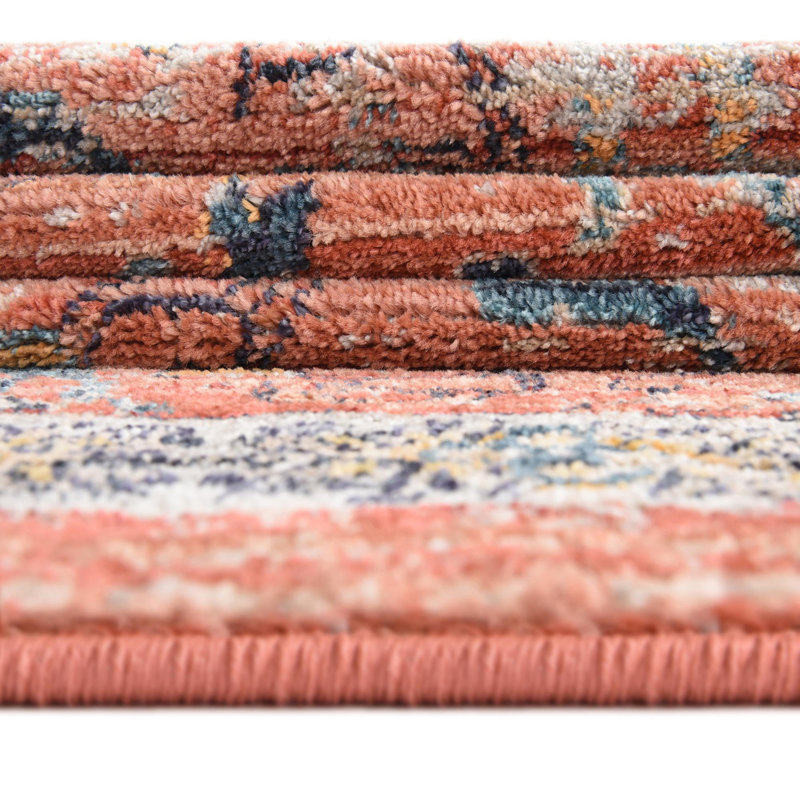Tapis traditionnel Opel rouge brique / orange, Ovale 7 pi 10 po x 10 pi 2 po