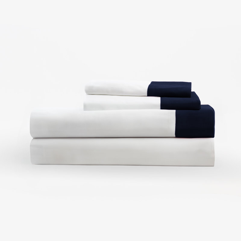 Ensemble de draps en percale de coton Mosley, Ensemble de draps pour taille de lit double et deu
