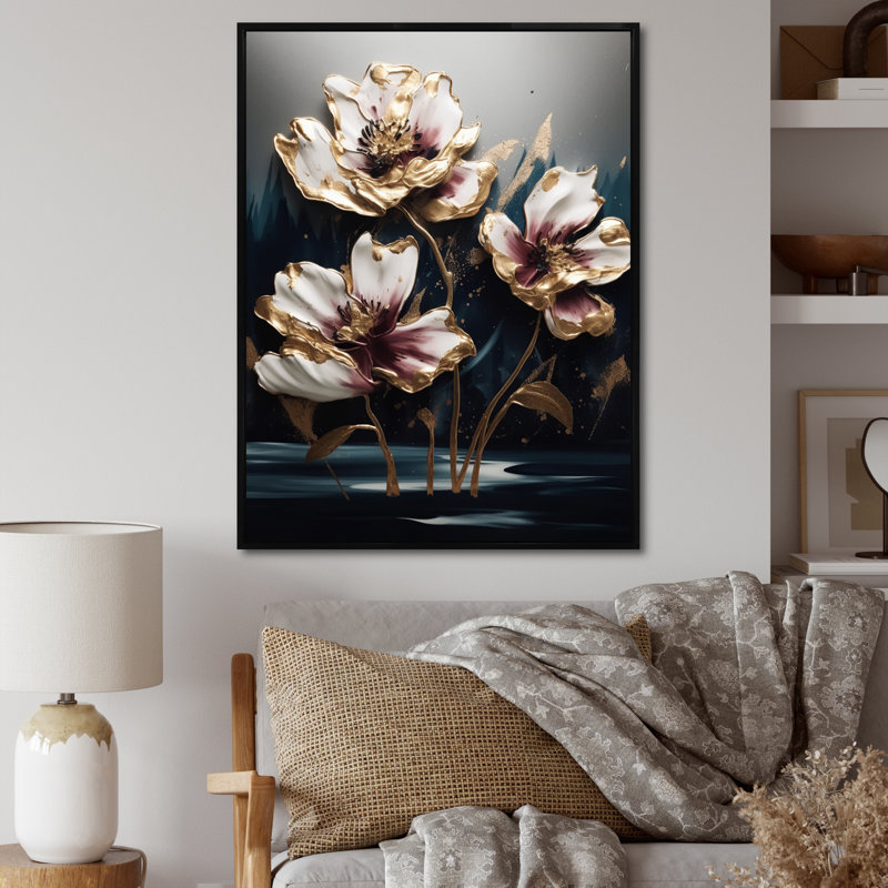 Tapisserie mauve violette III - reproduction, H 20 po x l 12 po x P 1 po, Cadre flottant noir