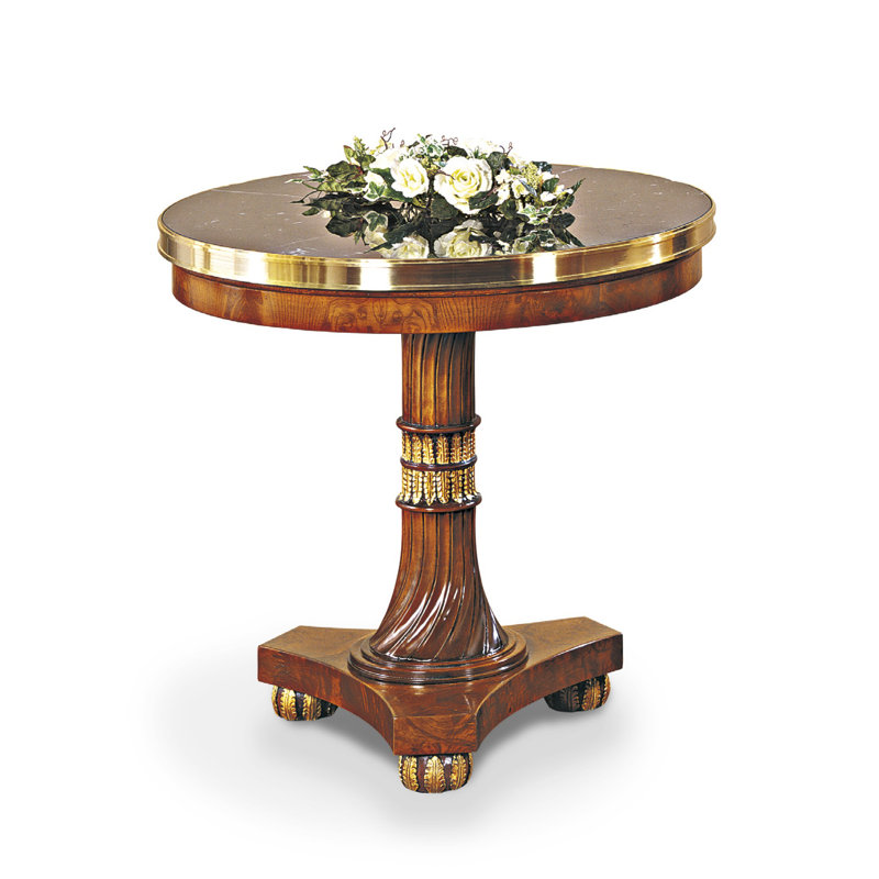 New Empire Marble End Table, Burl 03, Rosso Barone