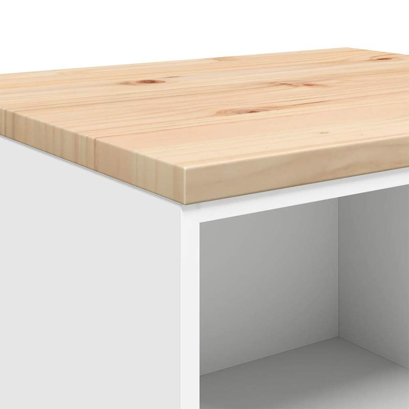 Solid Wood Single Storage Cabinet ( 85cm H x 60cm W x 51cm D), White