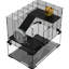 Cage pour petits animaux, 23,5 po avec rampes, plateformes, cabane, roue d'exercice, bassin en verre, chenil noir pour hamster, 23,5 po, structure en acier, animaux à roues