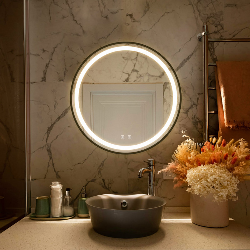 Miroir de salle de bain à DEL, cadre en alliage d'aluminium