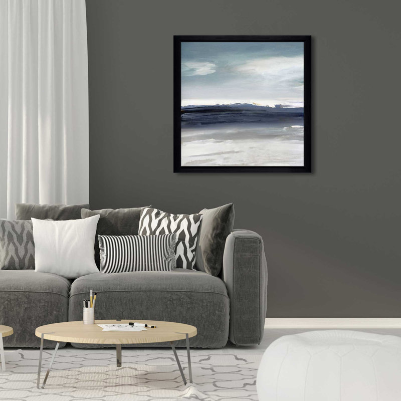 Sandpiper Bay par Sally Swatland - Peinture, L 25,5 po x H 25,5 po, Cadre noir