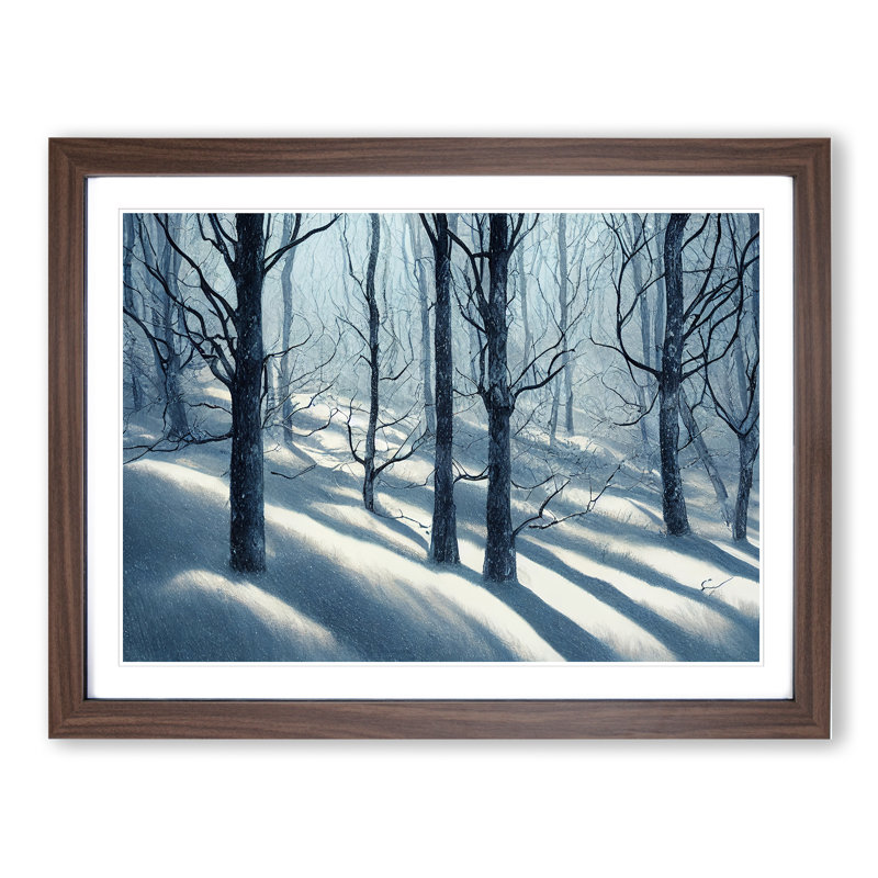 Revered Winter Forest - Single Picture Frame Painting, 25cm H x 34cm W x 2cm D, Walnut Framed