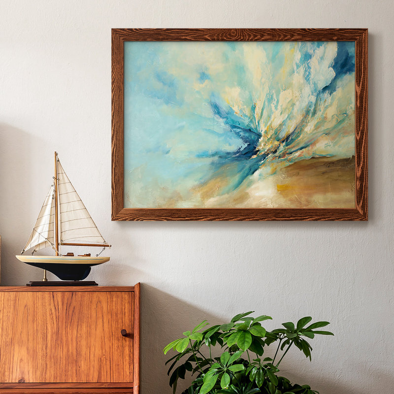 Bleu encadré sur toile, Érable, H 28 po x l 42 po x P 1,5 po