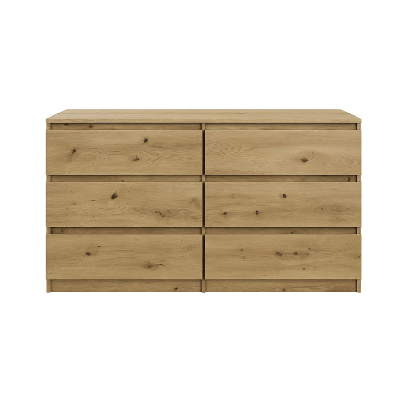 Tanyel 140 cm W Chest of 6 Drawers, Artisan Oak