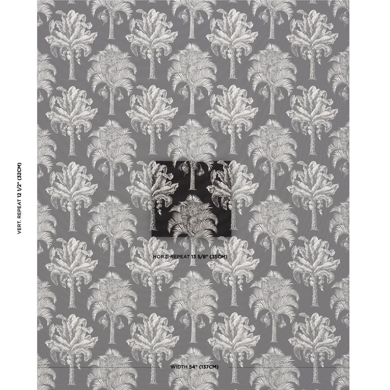 Tissu intérieur / extérieur Grand Palms, Noir