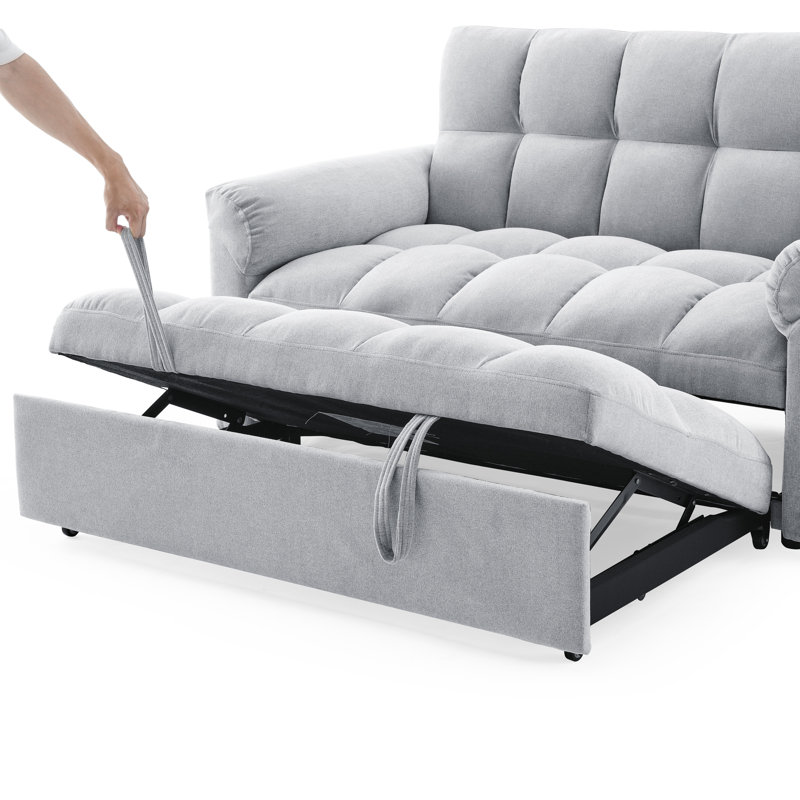 Canapé convertible 62 po Ruchma, Lin gris pâle