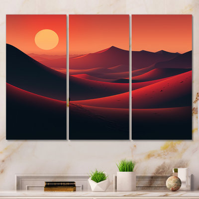 Désert, lever de soleil, horizon sur la planète Mars II - désert, art mural