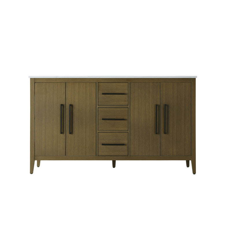 Meuble-lavabo double 60 po, Brun châtaigne