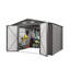 Remise de rangement extérieure en métal gris 10 x 8 pi, porte verrouillable, évent et fenêtre, convenant pour le rangement de souffleuses à neige, de vélos, grande et facile à assembler L 120 po x l 96 po H 76,4 po avec loquet sur les portes doubles-122098166