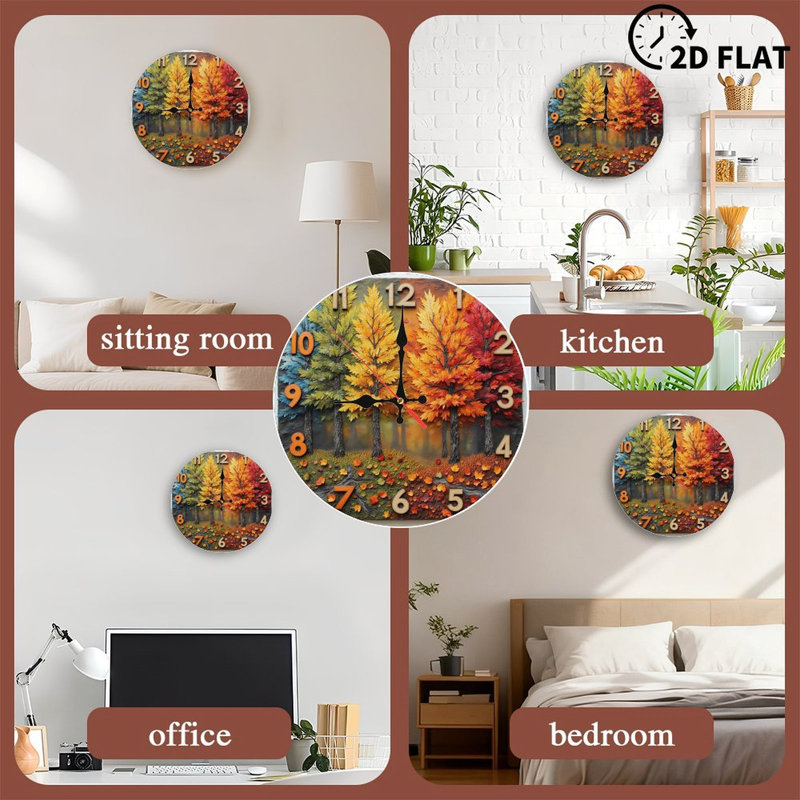 Horloge murale feuilles d'automne