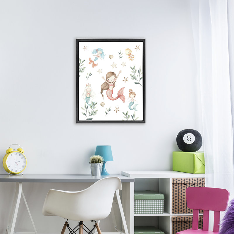 Cadre flottant Underwater Mermaids Adventures, design par Christine Simpson Art, H 31 po x l 25 po