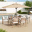 Ensemble de salle à manger 7 pièces en aluminium brun Riviera avec table rectangulaire et coussins gris clair Riviera
