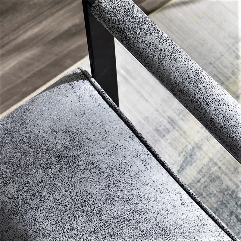 Chaise d'appoint Mid-Century moderne, structure carrée en métal durable, revêtement moelleux, Microfibre/microsuède gris