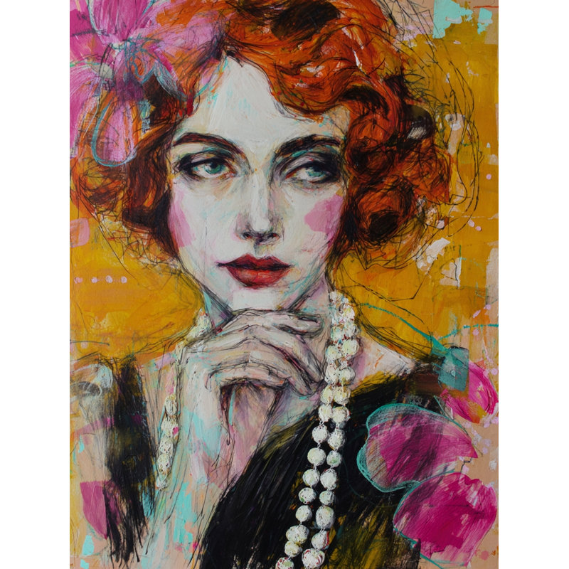 Art mural sur toile tendue Crimson Pearl Muse, L 12 po x H 16 po x P 1 po