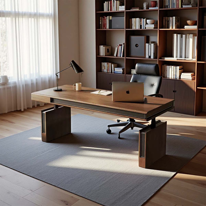 solid wood electrically adjustable computer desk, 28.74" H x 62.99" W x 27.56" D