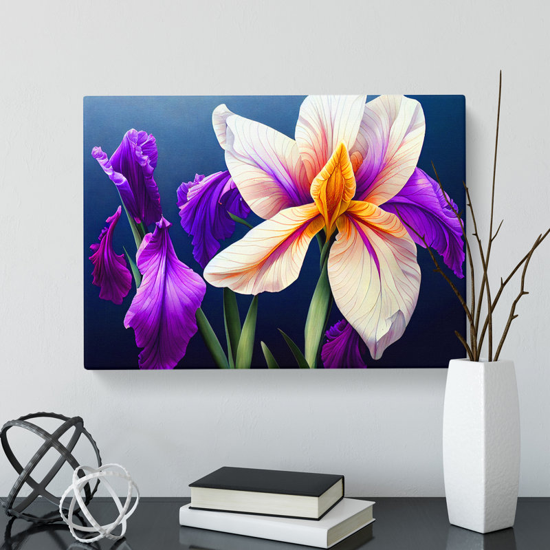 Pure Iris Flowers - Wrapped Canvas, 50cm H x 76cm W x 3cm D
