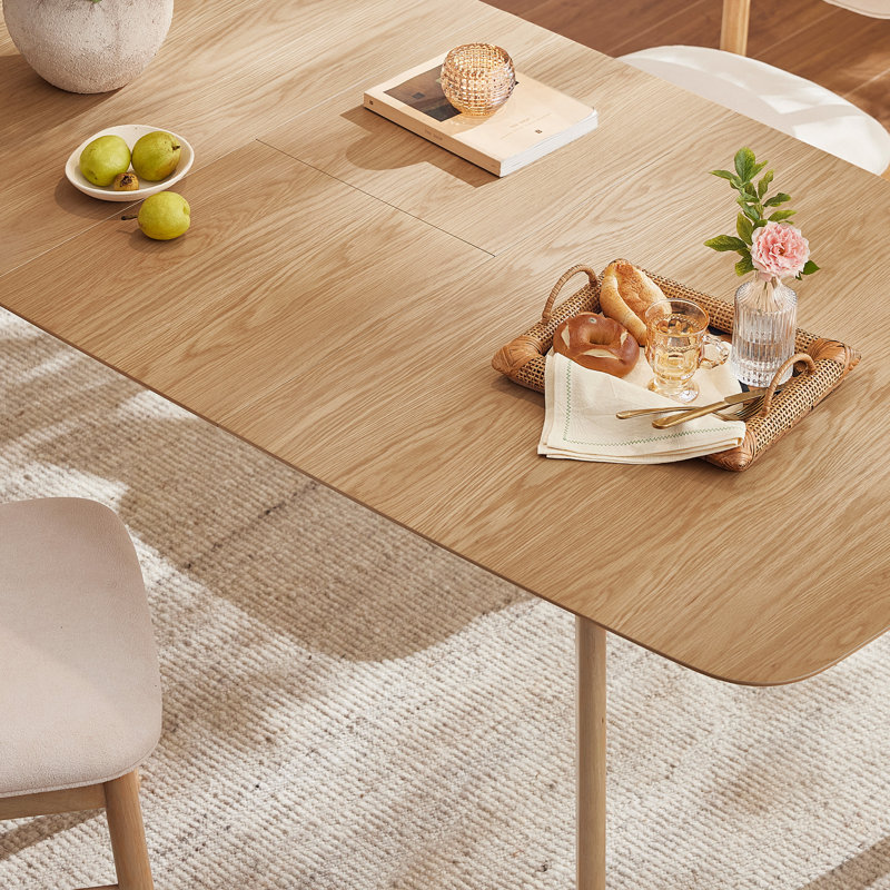 Extendable Dining Set, Oak, Cream