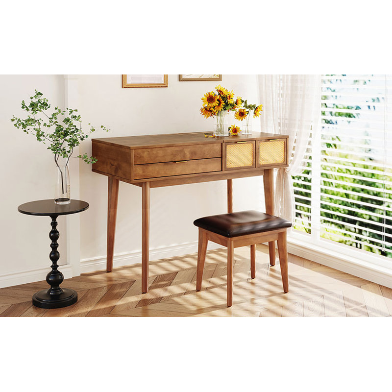 43.3" Classic Wood Makeup Vanity Set