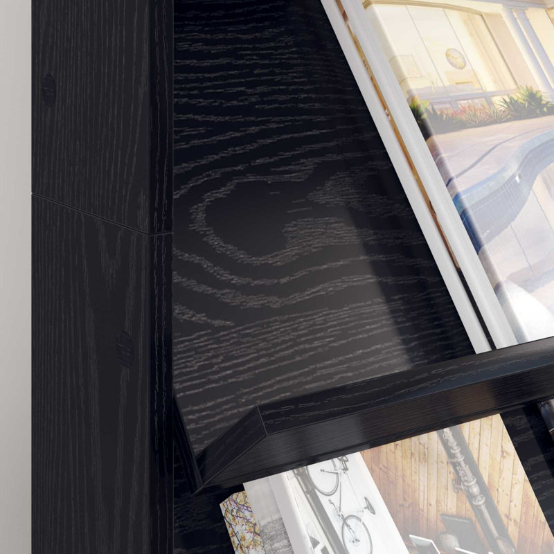 Wood Free Standing Magazine Rack, Black Oak