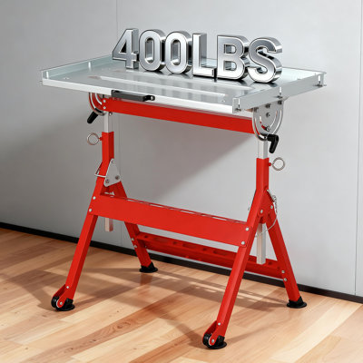 Foldable Welding Table Work Bench, Adjustable Height Welding Workbench Table With Wheels, 400 Lbs Capacity