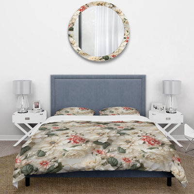 Ensemble de housse de couette Vintage White Flower Lace Bliss III