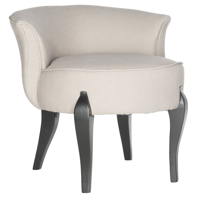 Coumas Solid Wood Accent Stool, Taupe Linen
