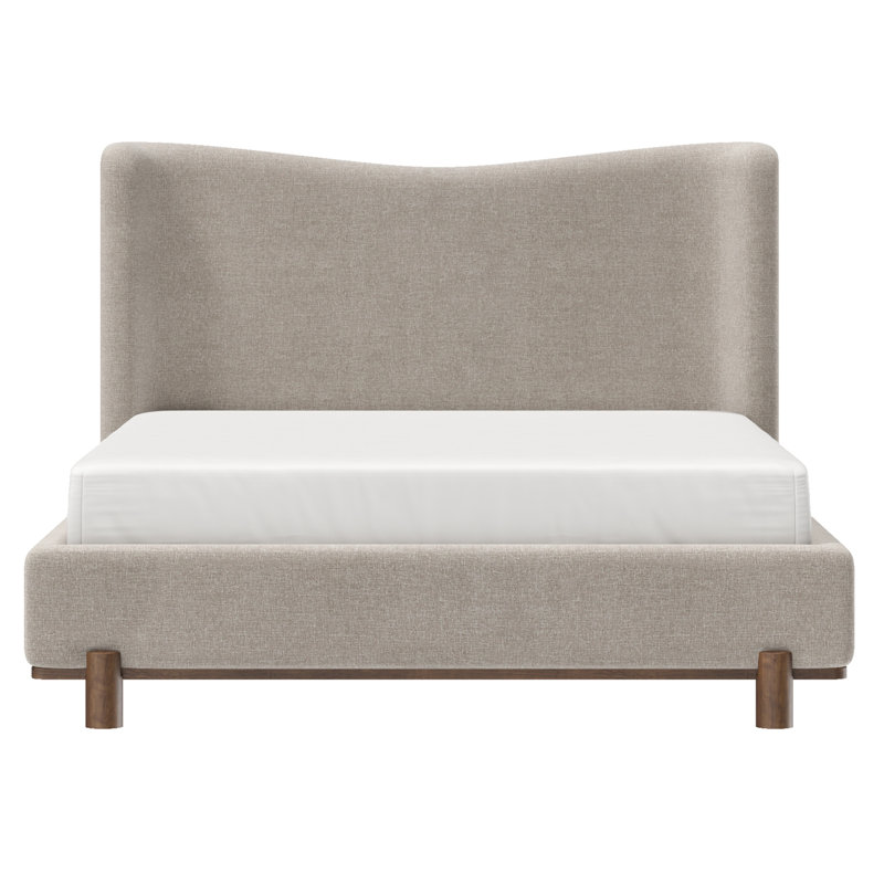 Grand lit plateforme 60 "Modern Fabric - Beige foncé, Grand lit
