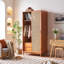 Armoire de rangement à double porte en rotin avec tiroirs