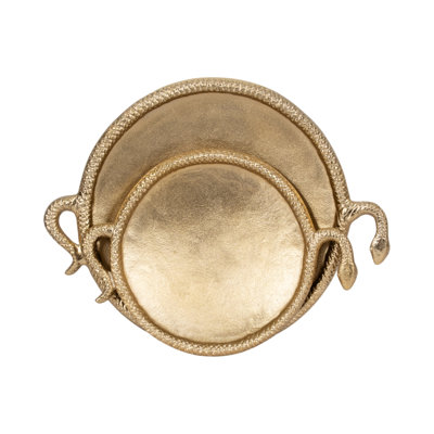 Leaira Gold Metal Round Decorative Tray
