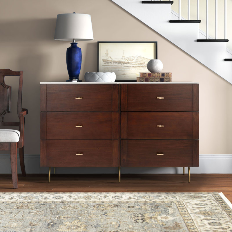 Dastoor Mahogany Solid Wood 56 " W 6 - Drawer Dresser