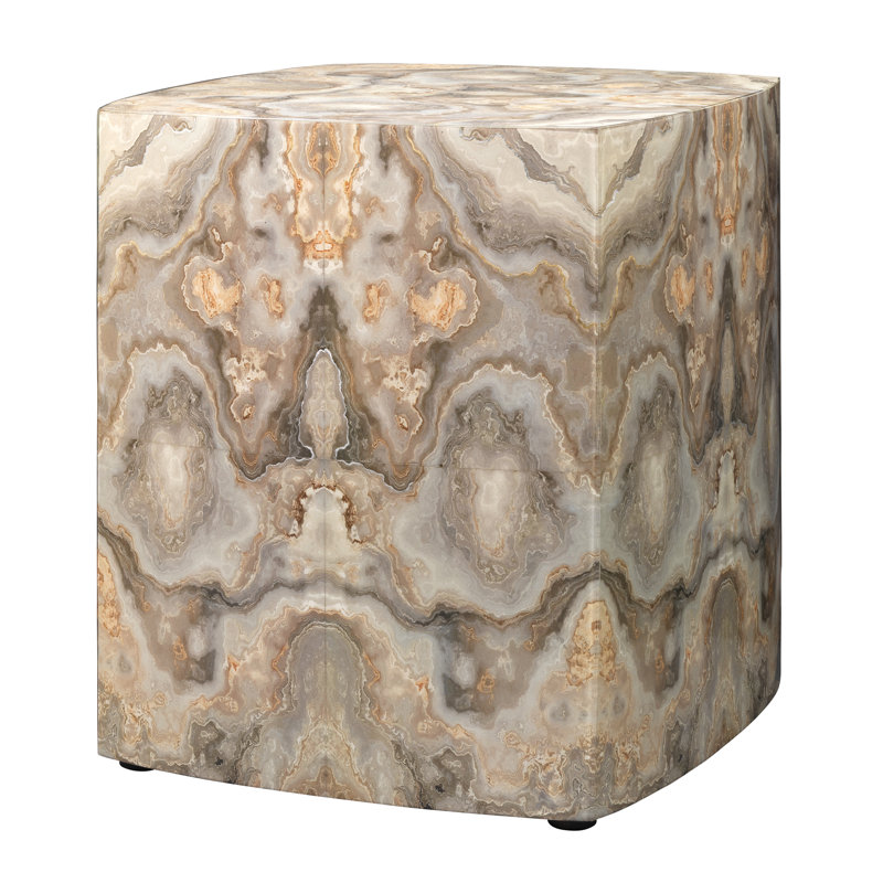 Square Multicolor MDF and Resin Bohemian Side Table