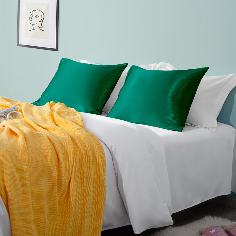 Taies d'oreiller, taies d'oreiller luxueuses en satin avec fermeture à enveloppe - NTBAY, Vert foncé