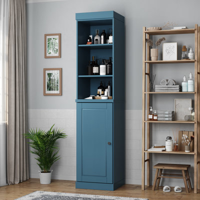100% Solid Wood 16.5" Bathroom Storage Cabinet with Solid Doors and Adjustable Shelves