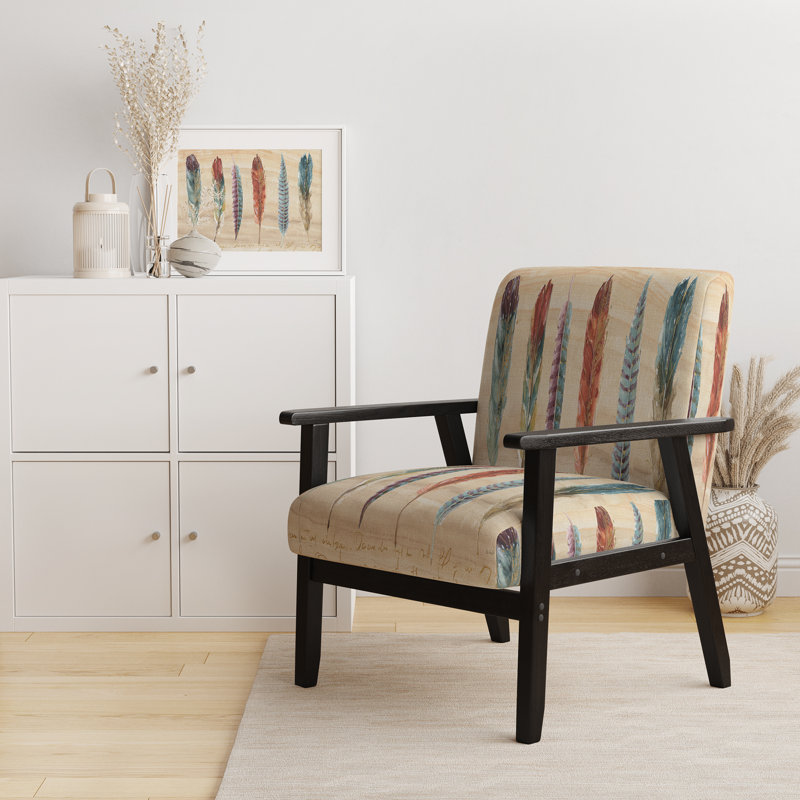 Fauteuil d'appoint rembourré Lake Heidebert - Feathers Cottage Family, Accoudoirs carrés noirs