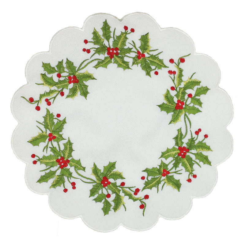 Napperon rond brodé Mistletoe