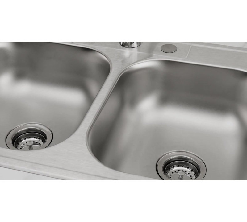 Stainless Steel Double Bowl Drop-In Kitchen Sink, 33" x 21"