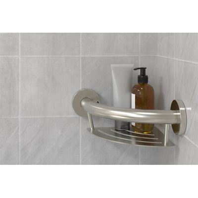 HealthCraft - PLUS Tablette de coin 9,5 po, barre d'appui pour la sécurité du bain et de la douche (capacité de 500 lb)
