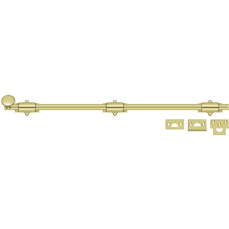 Deltana 24SB3 24" Surface Bolt; Heavy Duty; Bright Brass Finish, Bright Brass