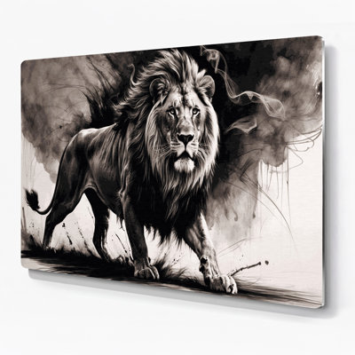 «Big Cats Barbary Lion», art mural en métal noir