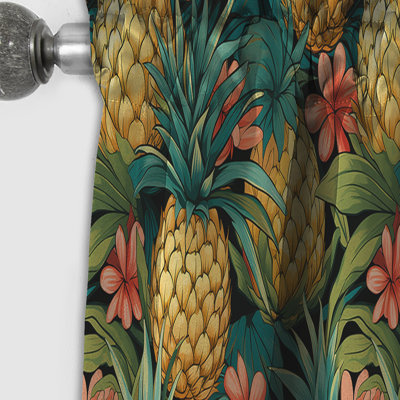 Pineapple Delight - motif tropical II - Rideau floral - Rideau occultant floral - 1 panneau