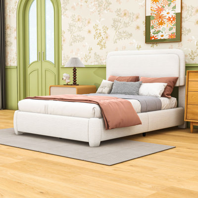 Lit plateforme tapissier avec tête de lit ajustable Boucle
