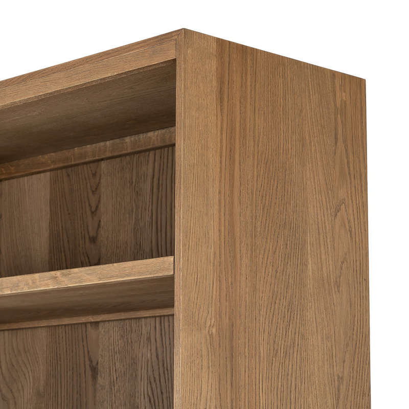 Millie Bookcase-Drifted Matte Black Veneer, Drifted Oak Solid
